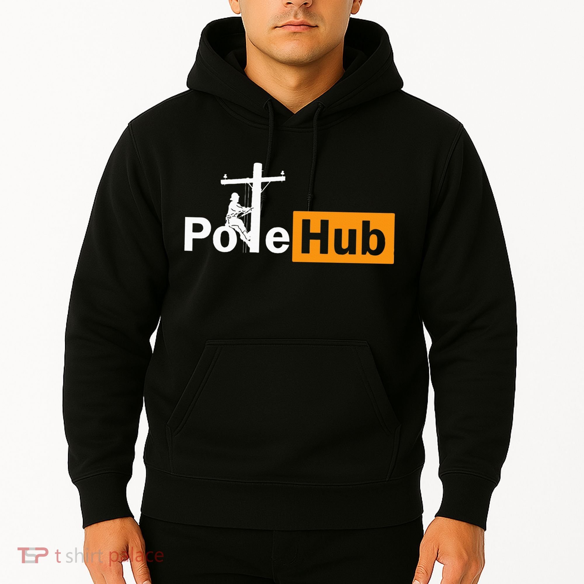 Pole Hub Lineman Line Worker Utility Pole Funny Lineman Fun Hoodie
