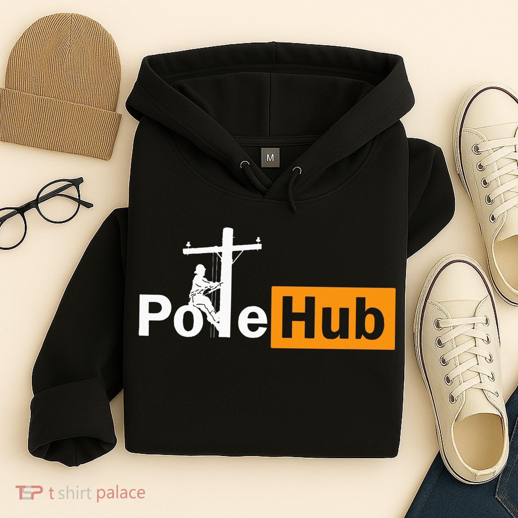 Pole Hub Lineman Line Worker Utility Pole Funny Lineman Fun Hoodie