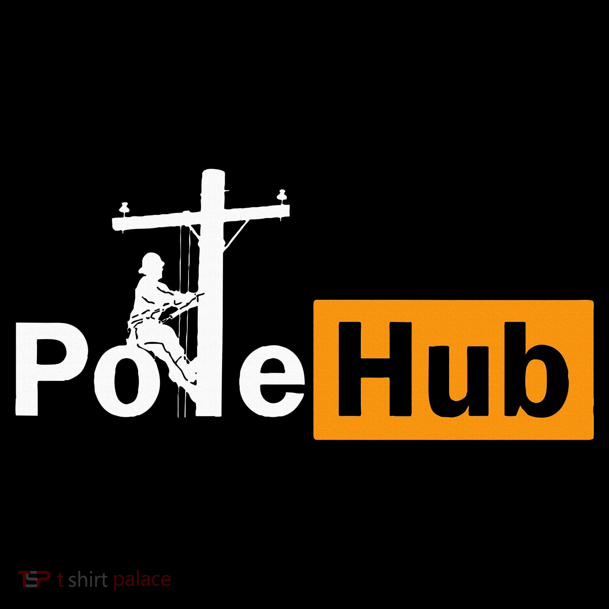 Pole Hub Lineman Line Worker Utility Pole Funny Lineman Fun T-Shirt