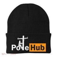 Pole Hub Lineman Line Worker Utility Pole Funny Lineman Fun Beanie thumb 0
