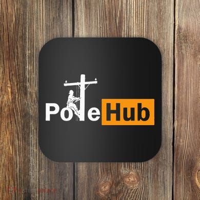 Pole Hub Lineman Line Worker Utility Pole Funny Lineman Fun Coaster