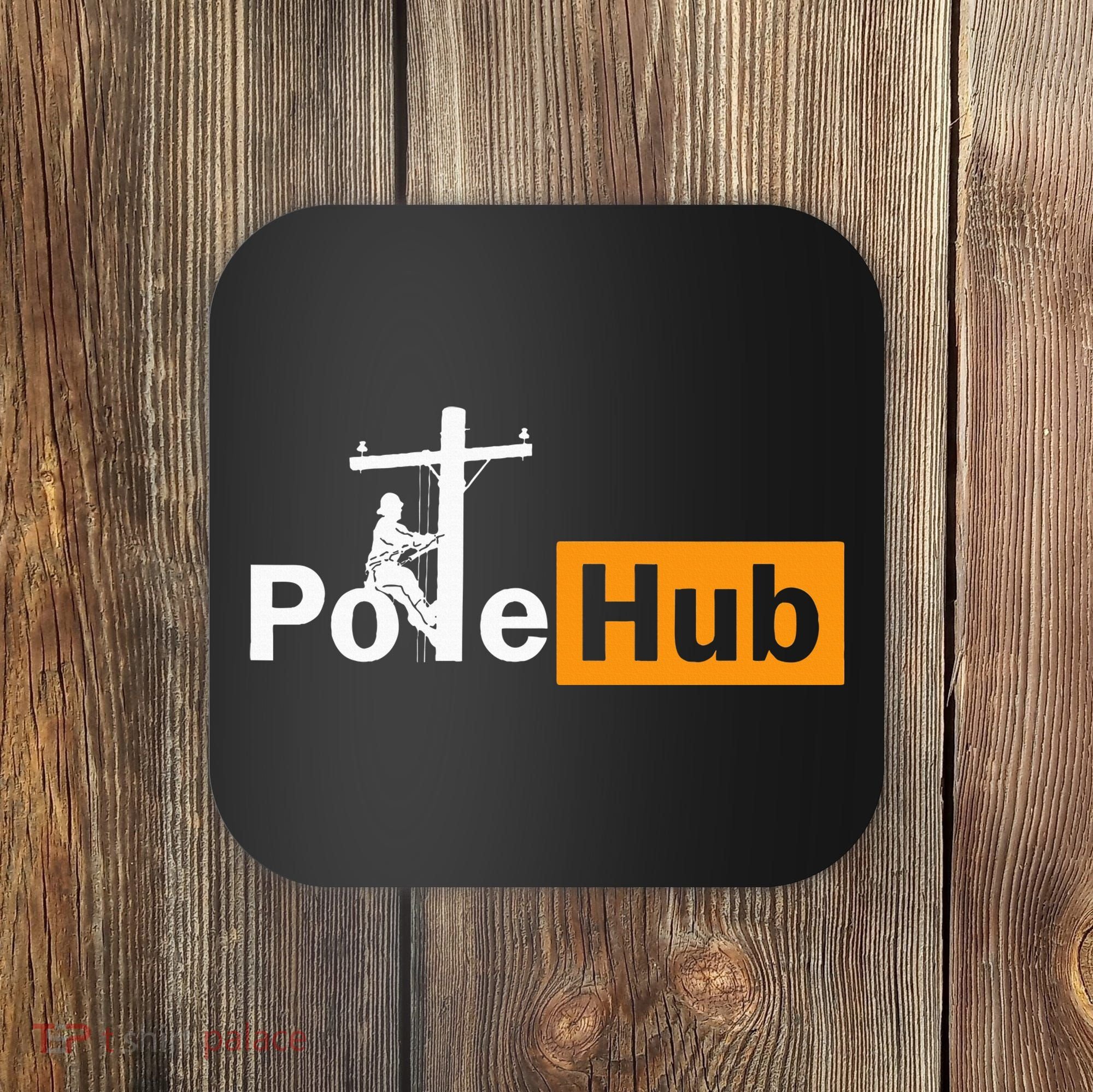 Pole Hub Lineman Line Worker Utility Pole Funny Lineman Fun Coaster