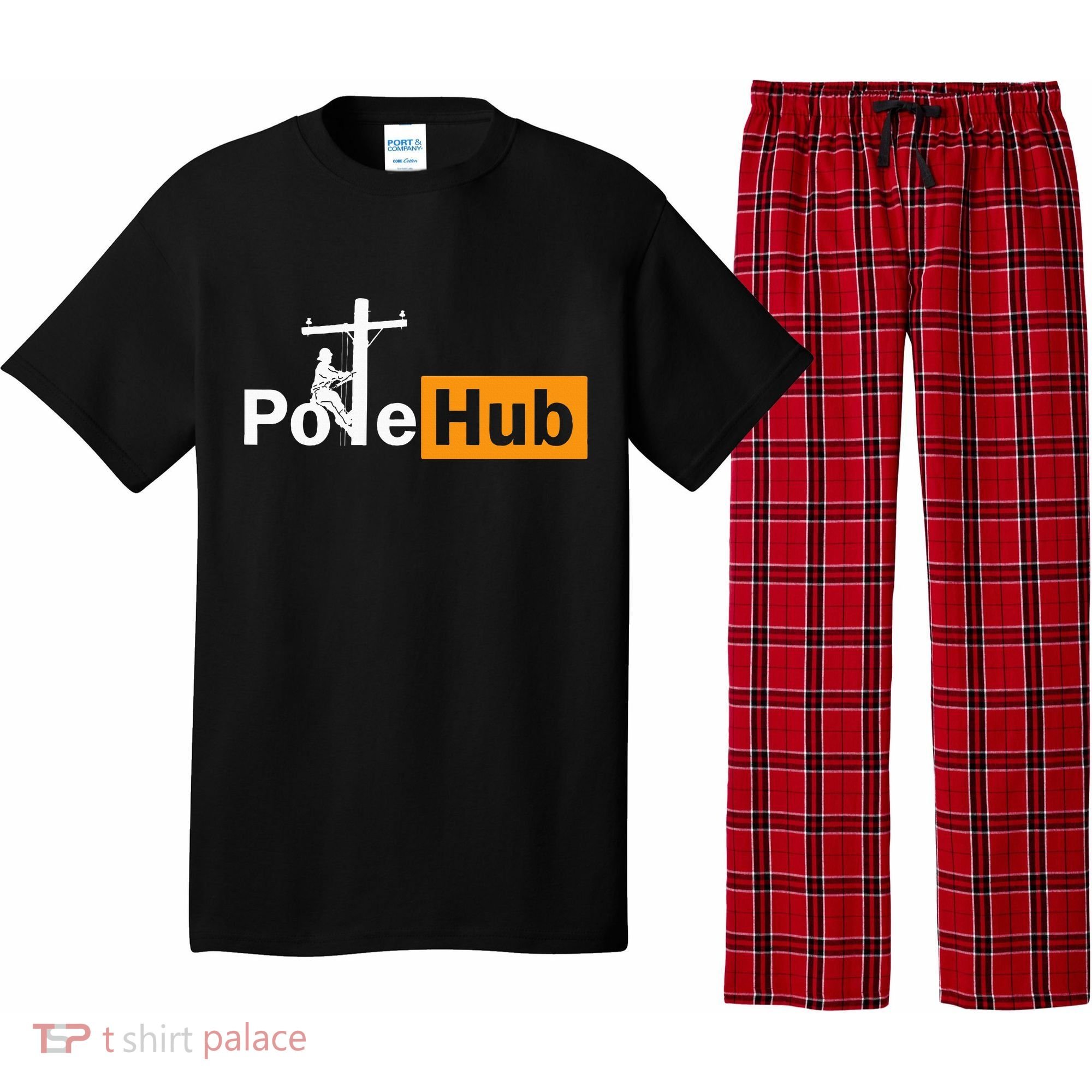 Pole Hub Lineman Line Worker Utility Pole Funny Lineman Fun Pajama Set