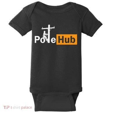 Pole Hub Lineman Line Worker Utility Pole Funny Lineman Fun Baby Bodysuit
