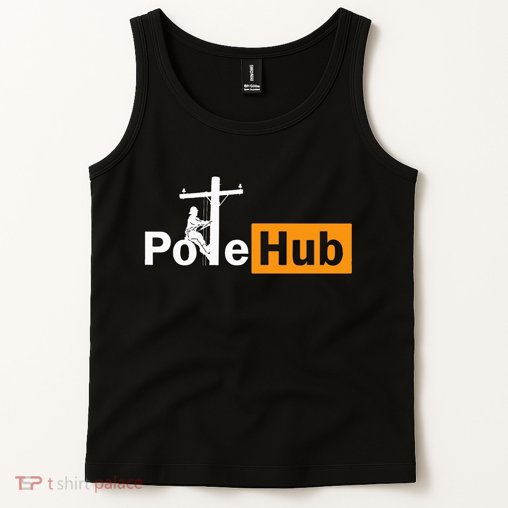 Pole Hub Lineman Line Worker Utility Pole Funny Lineman Fun Tank Top