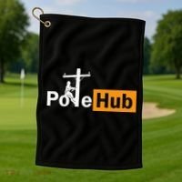 Pole Hub Lineman Line Worker Utility Pole Funny Lineman Fun Golf Towel thumb 1