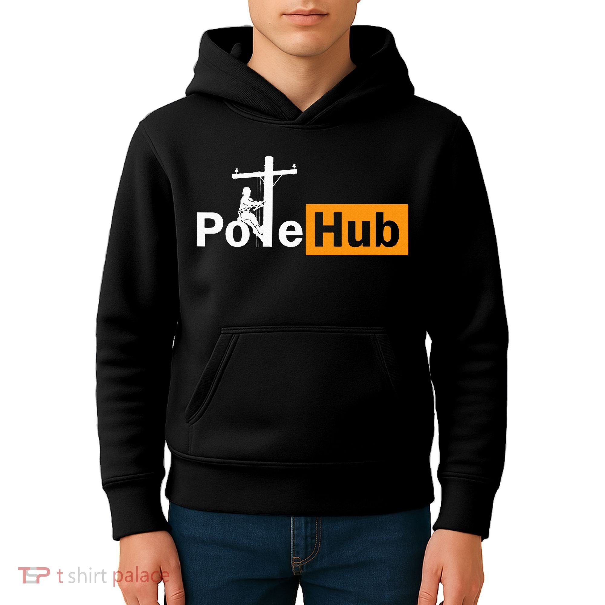 Pole Hub Lineman Line Worker Utility Pole Funny Lineman Fun Kids Hoodie