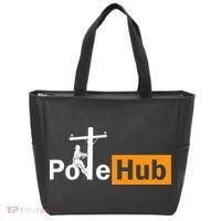 Pole Hub Lineman Line Worker Utility Pole Funny Lineman Fun Tote Bag thumb 0
