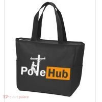 Pole Hub Lineman Line Worker Utility Pole Funny Lineman Fun Tote Bag thumb 3