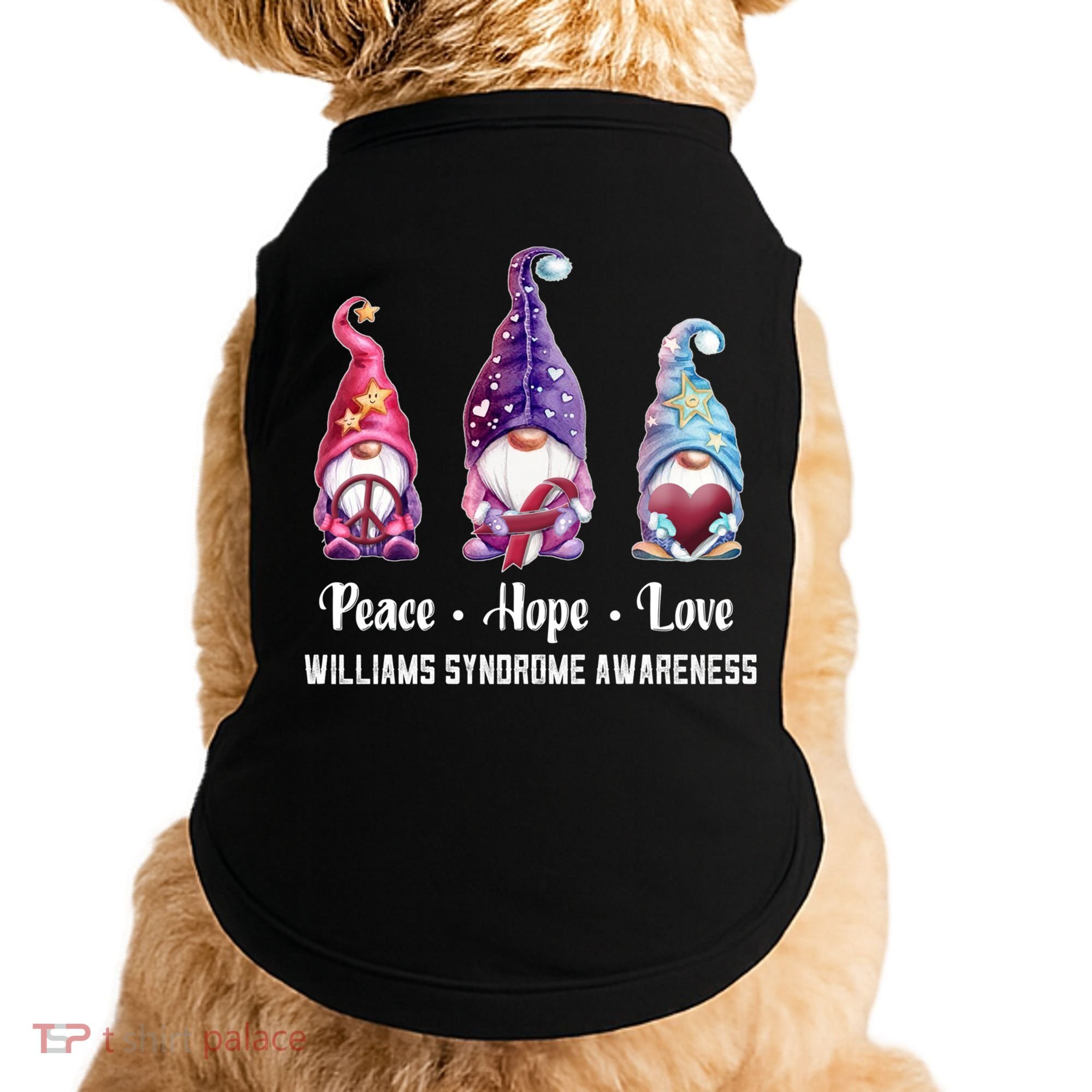 Peace Hope Love Gnomes Williams Syndrome Awareness Cute Gift Doggie Tank