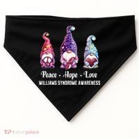 Peace Hope Love Gnomes Williams Syndrome Awareness Cute Gift USA-Made Doggie Bandana thumb 0