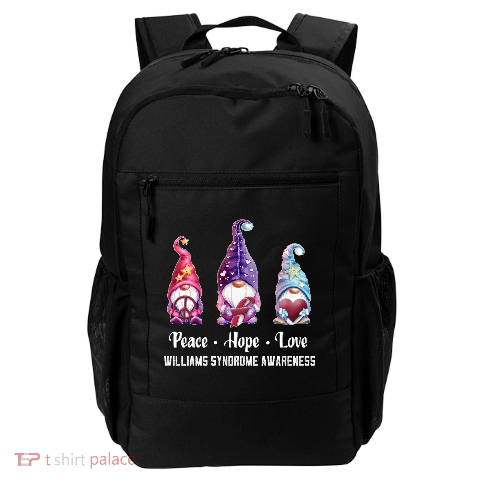 Peace Hope Love Gnomes Williams Syndrome Awareness Cute Gift Backpack