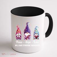 Peace Hope Love Gnomes Williams Syndrome Awareness Cute Gift Coffee Mug thumb 1