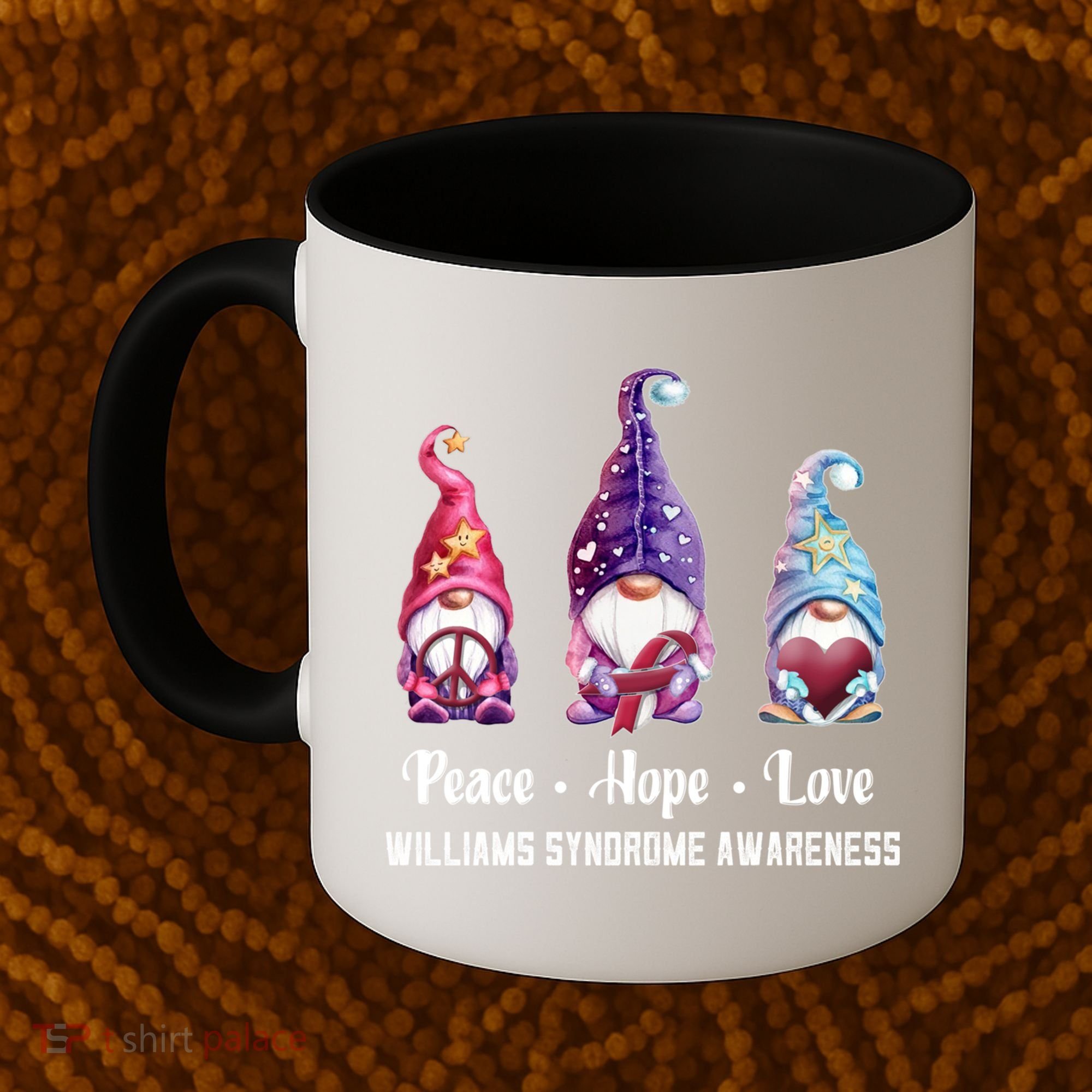 Peace Hope Love Gnomes Williams Syndrome Awareness Cute Gift Coffee Mug