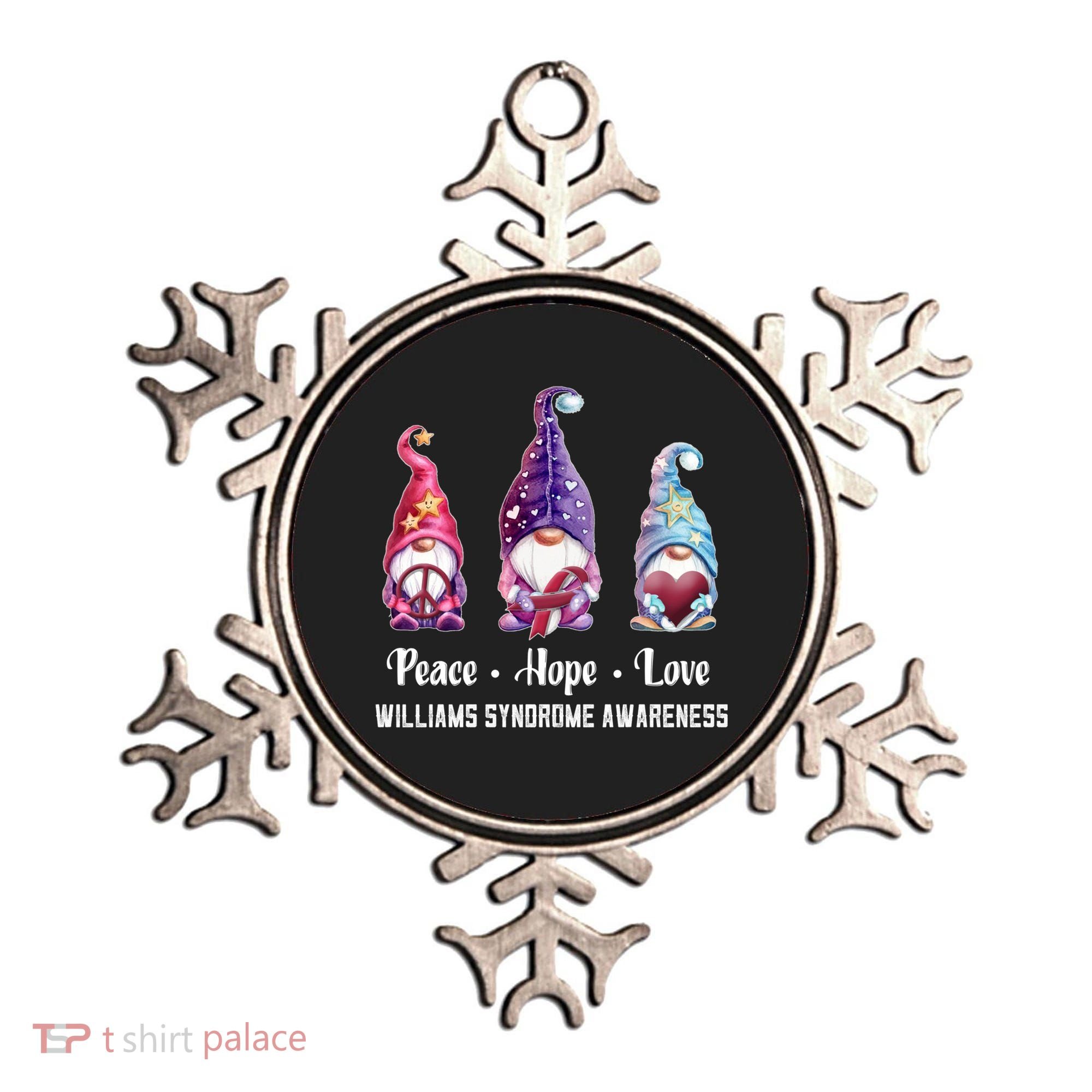 Peace Hope Love Gnomes Williams Syndrome Awareness Cute Gift Ornament