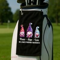 Peace Hope Love Gnomes Williams Syndrome Awareness Cute Gift Golf Towel thumb 2
