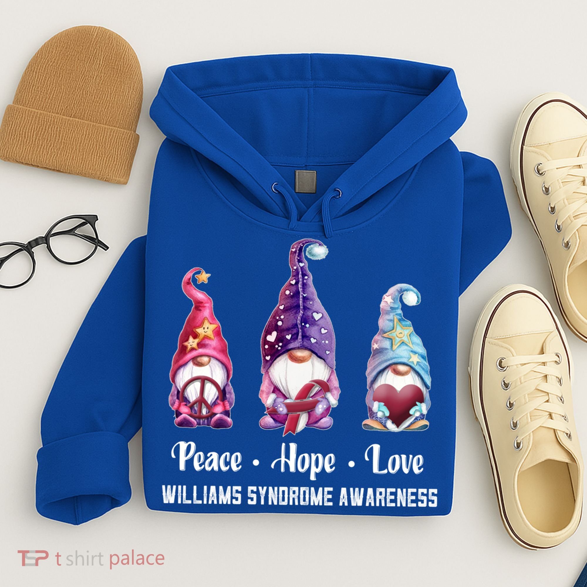 Peace Hope Love Gnomes Williams Syndrome Awareness Cute Gift Hoodie
