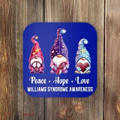 Peace Hope Love Gnomes Williams Syndrome Awareness Cute Gift Coaster