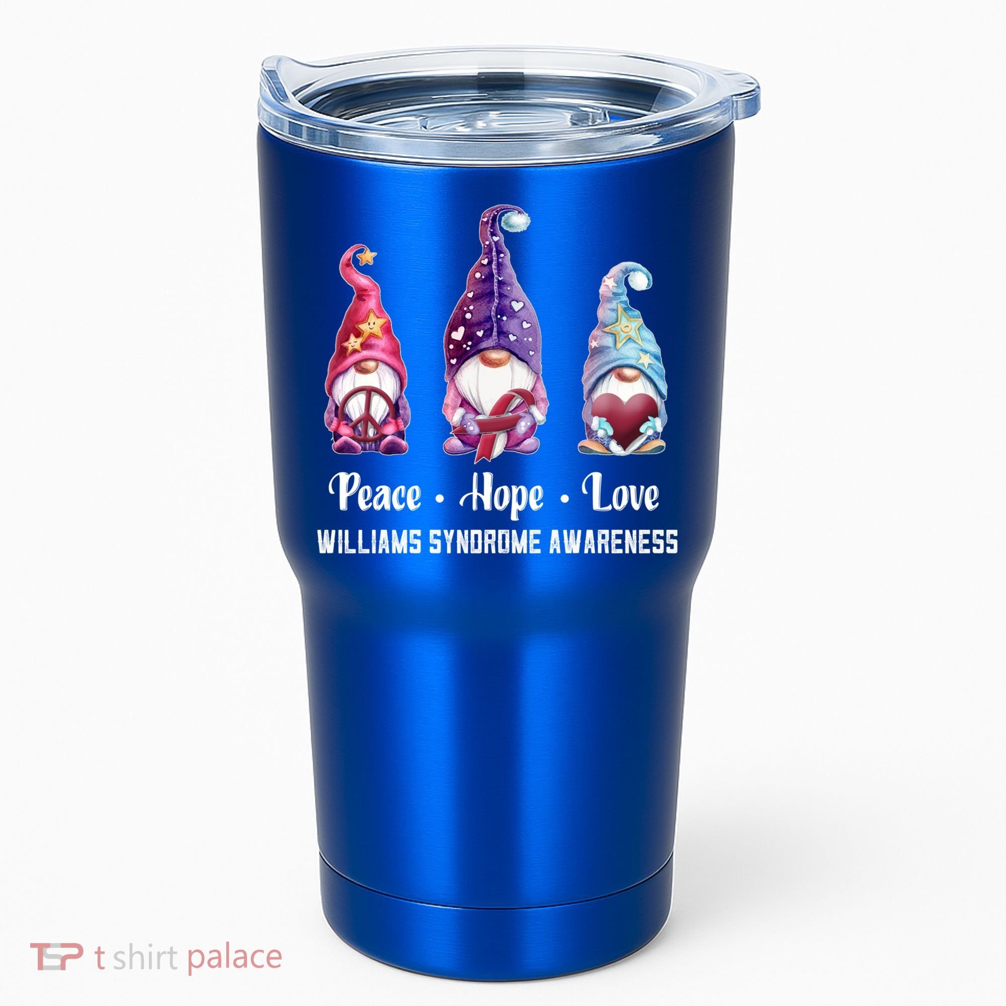 Peace Hope Love Gnomes Williams Syndrome Awareness Cute Gift Tumbler