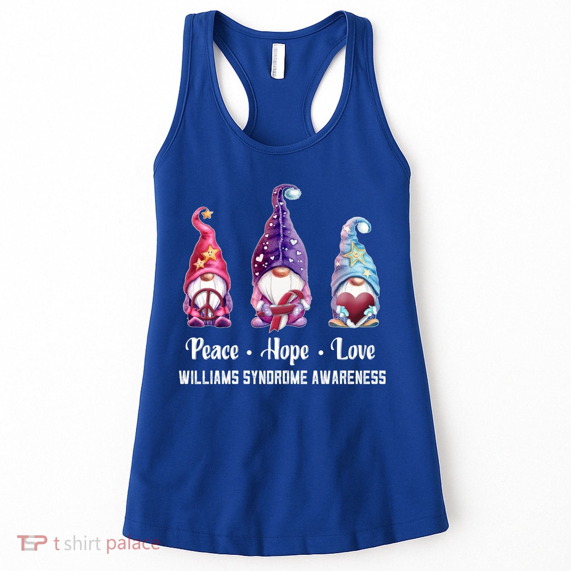 Peace Hope Love Gnomes Williams Syndrome Awareness Cute Gift Women's Tank Top