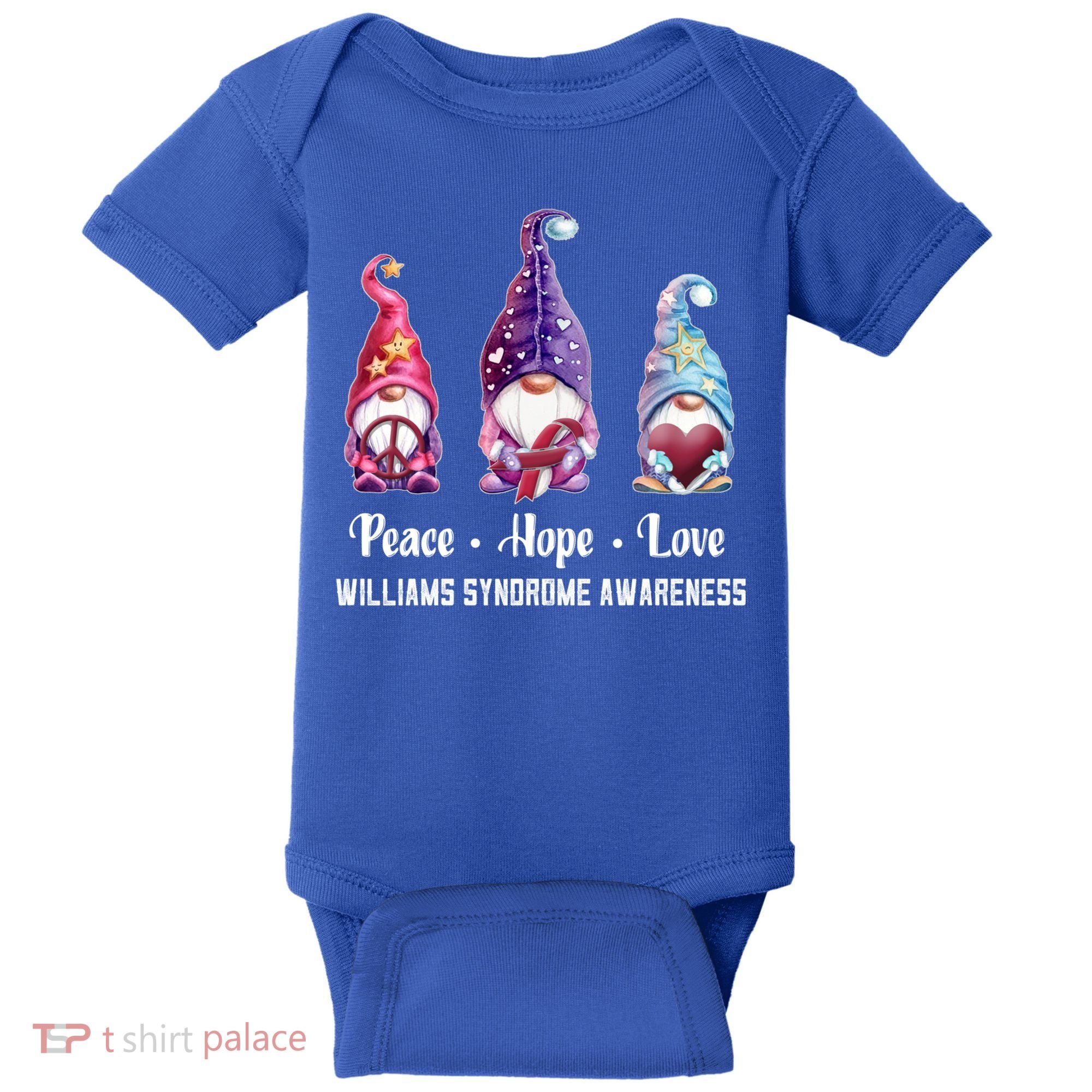 Peace Hope Love Gnomes Williams Syndrome Awareness Cute Gift Baby Bodysuit