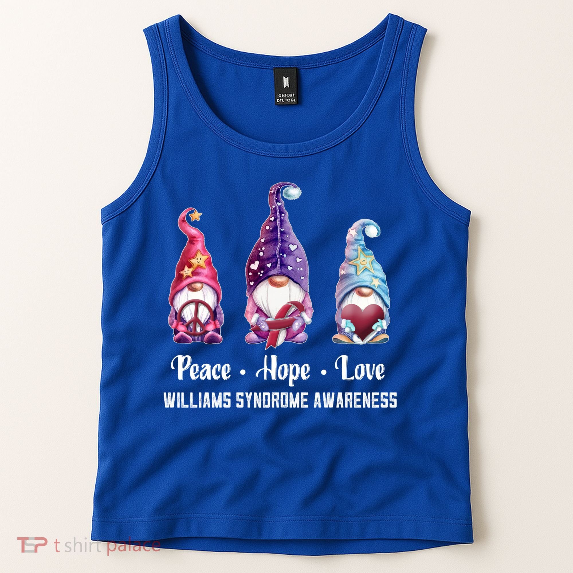Peace Hope Love Gnomes Williams Syndrome Awareness Cute Gift Tank Top