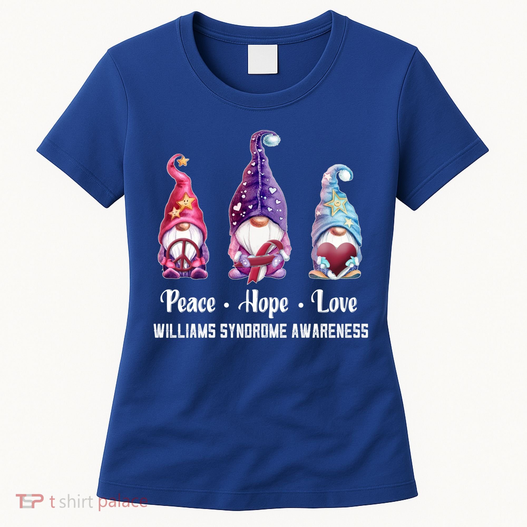 Peace Hope Love Gnomes Williams Syndrome Awareness Cute Gift Women's T-Shirt