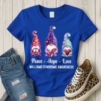 Peace Hope Love Gnomes Williams Syndrome Awareness Cute Gift Women's T-Shirt thumb 3