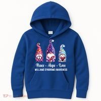 Peace Hope Love Gnomes Williams Syndrome Awareness Cute Gift Kids Hoodie thumb 0