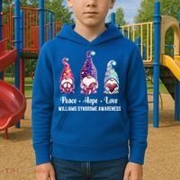 Peace Hope Love Gnomes Williams Syndrome Awareness Cute Gift Kids Hoodie thumb 2