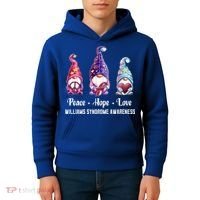 Peace Hope Love Gnomes Williams Syndrome Awareness Cute Gift Kids Hoodie thumb 4