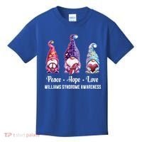 Peace Hope Love Gnomes Williams Syndrome Awareness Cute Gift Kids T-Shirt thumb 0