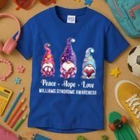 Peace Hope Love Gnomes Williams Syndrome Awareness Cute Gift Kids T-Shirt thumb 3