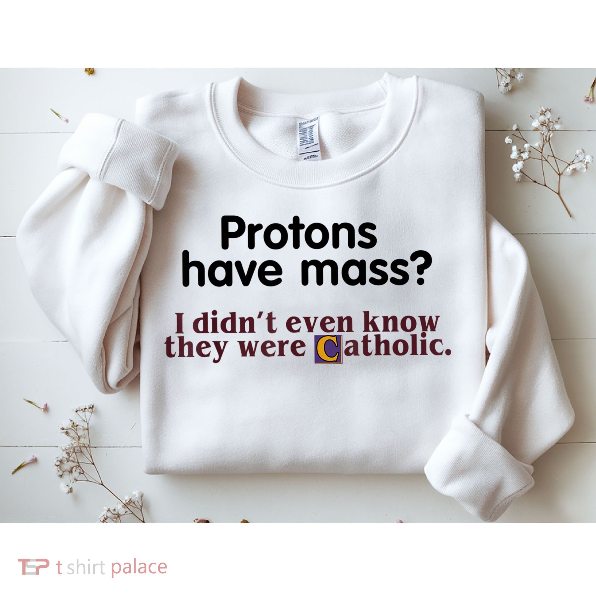 Protons Have Mass I Didn't Even Know They Were Catholic Sweatshirt