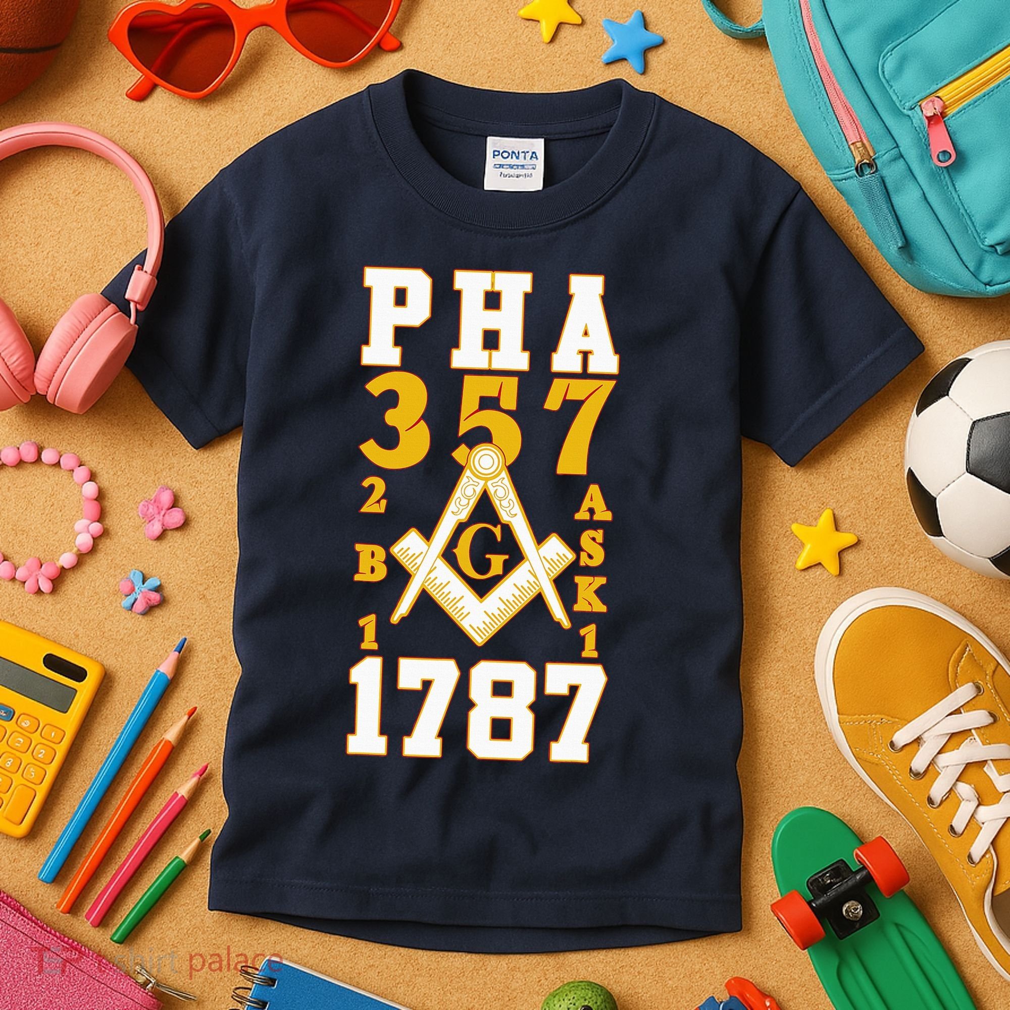 Prince Hall Mason PHA 357 2b1ask1 1787 Masonic Thanksgiving Kids T-Shirt