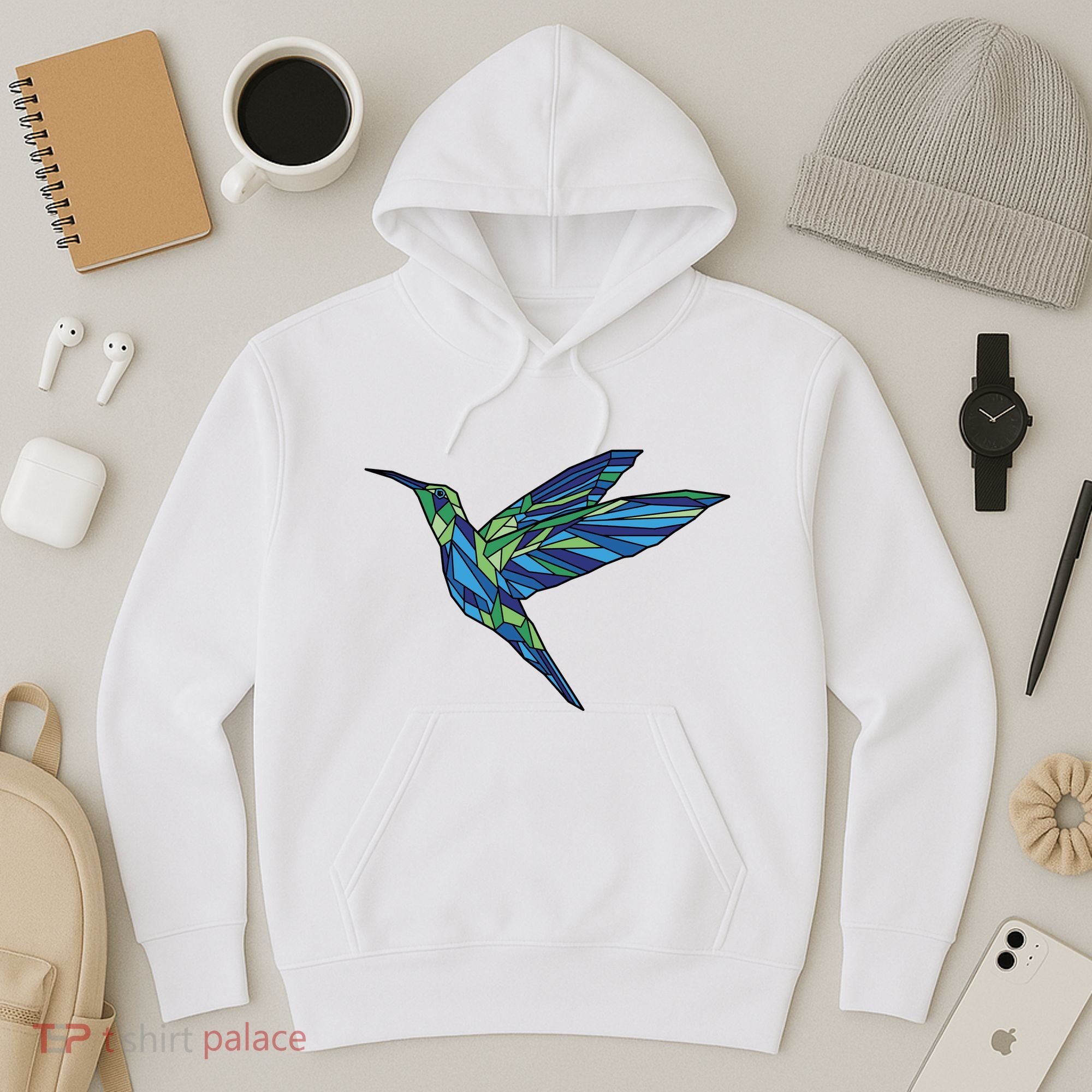 Polygonal Hummingbird Nature Hoodie