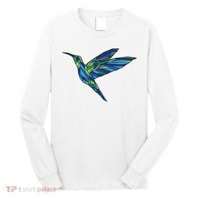 Polygonal Hummingbird Nature Long Sleeve Shirt