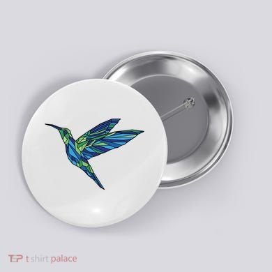 Polygonal Hummingbird Nature Button