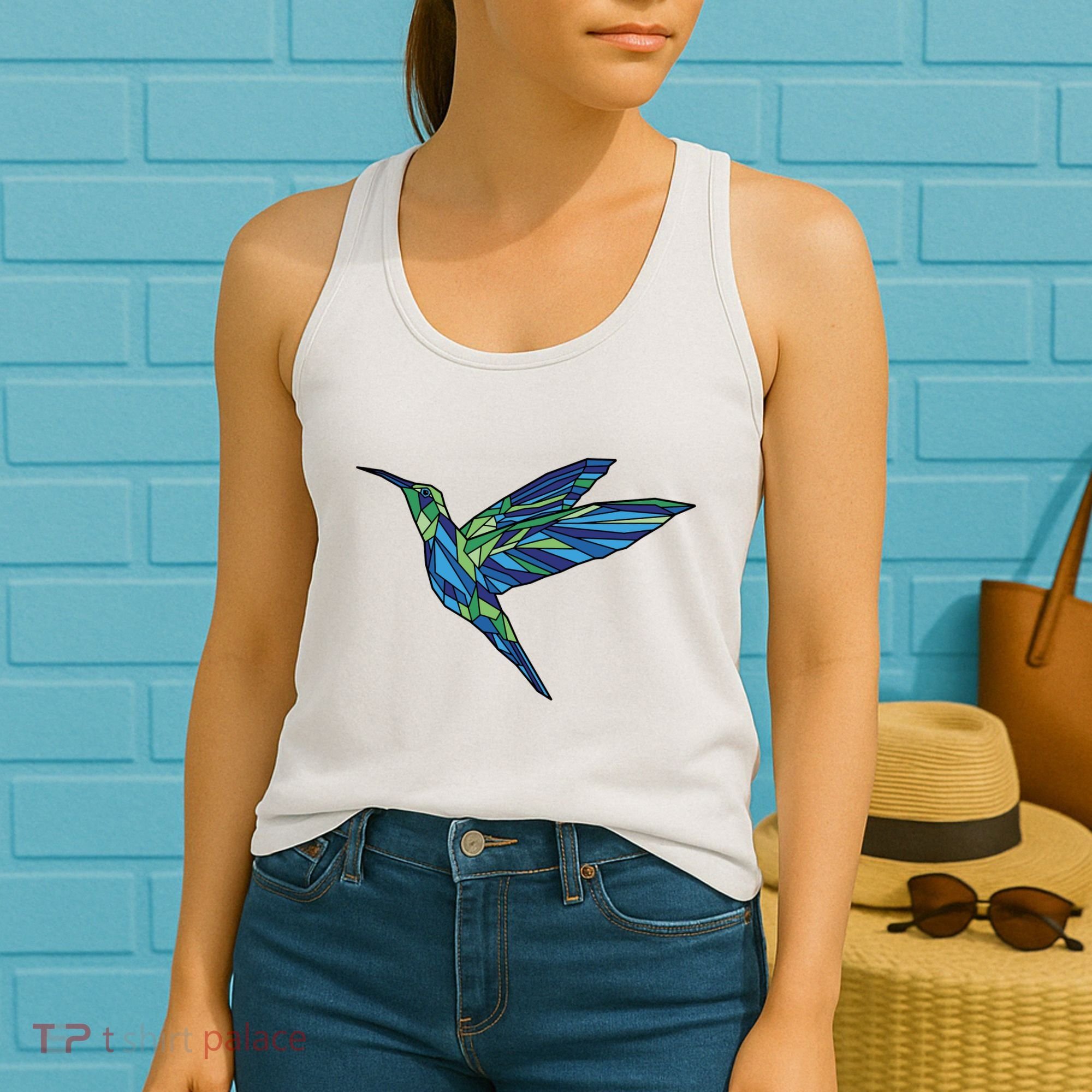 Polygonal Hummingbird Nature Women's Tank Top