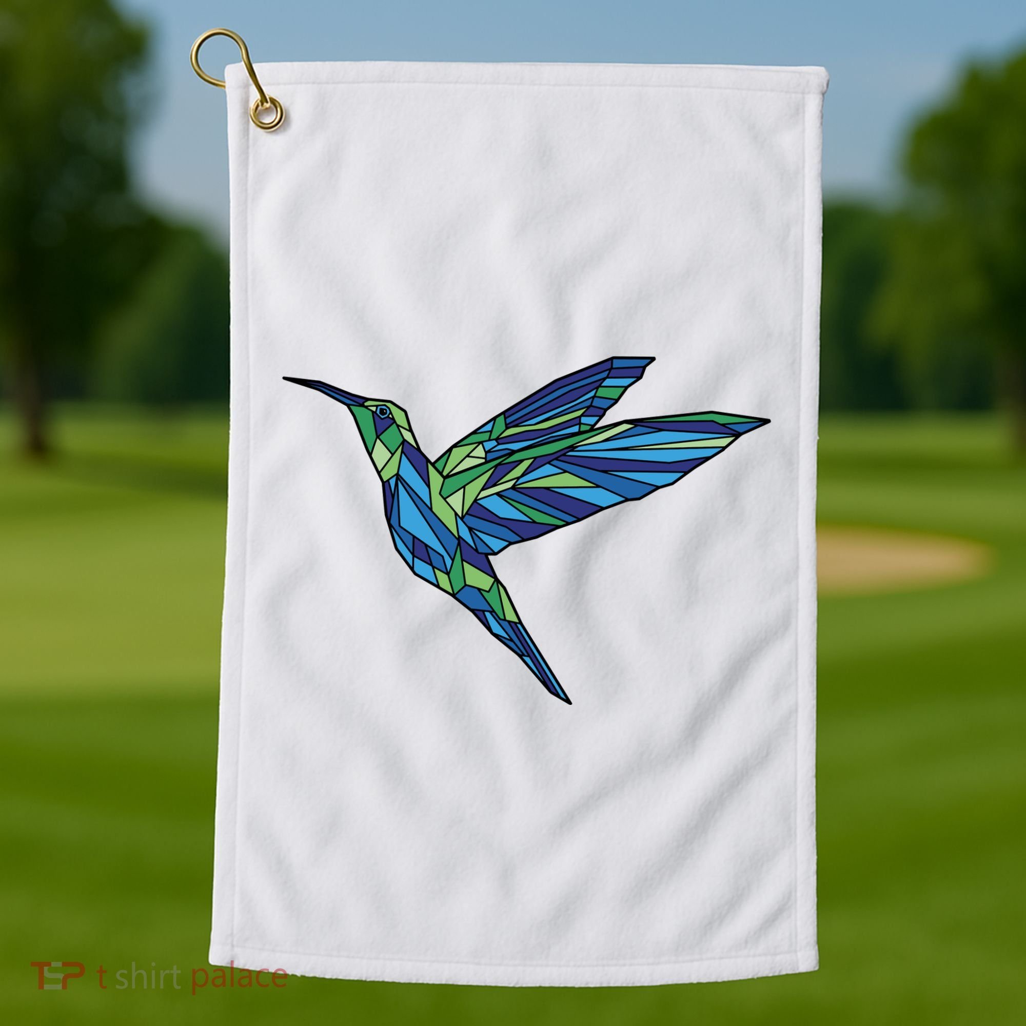 Polygonal Hummingbird Nature Golf Towel