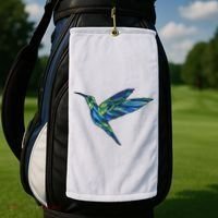 Polygonal Hummingbird Nature Golf Towel thumb 2