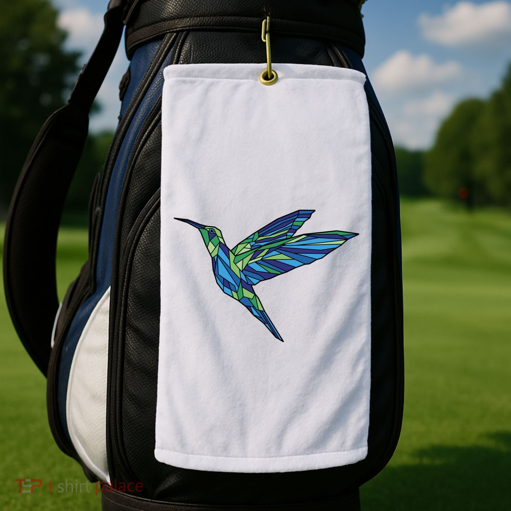 Polygonal Hummingbird Nature Golf Towel