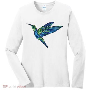 Polygonal Hummingbird Nature Women's Long Sleeve Shirt