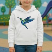 Polygonal Hummingbird Nature Kids Hoodie thumb 3