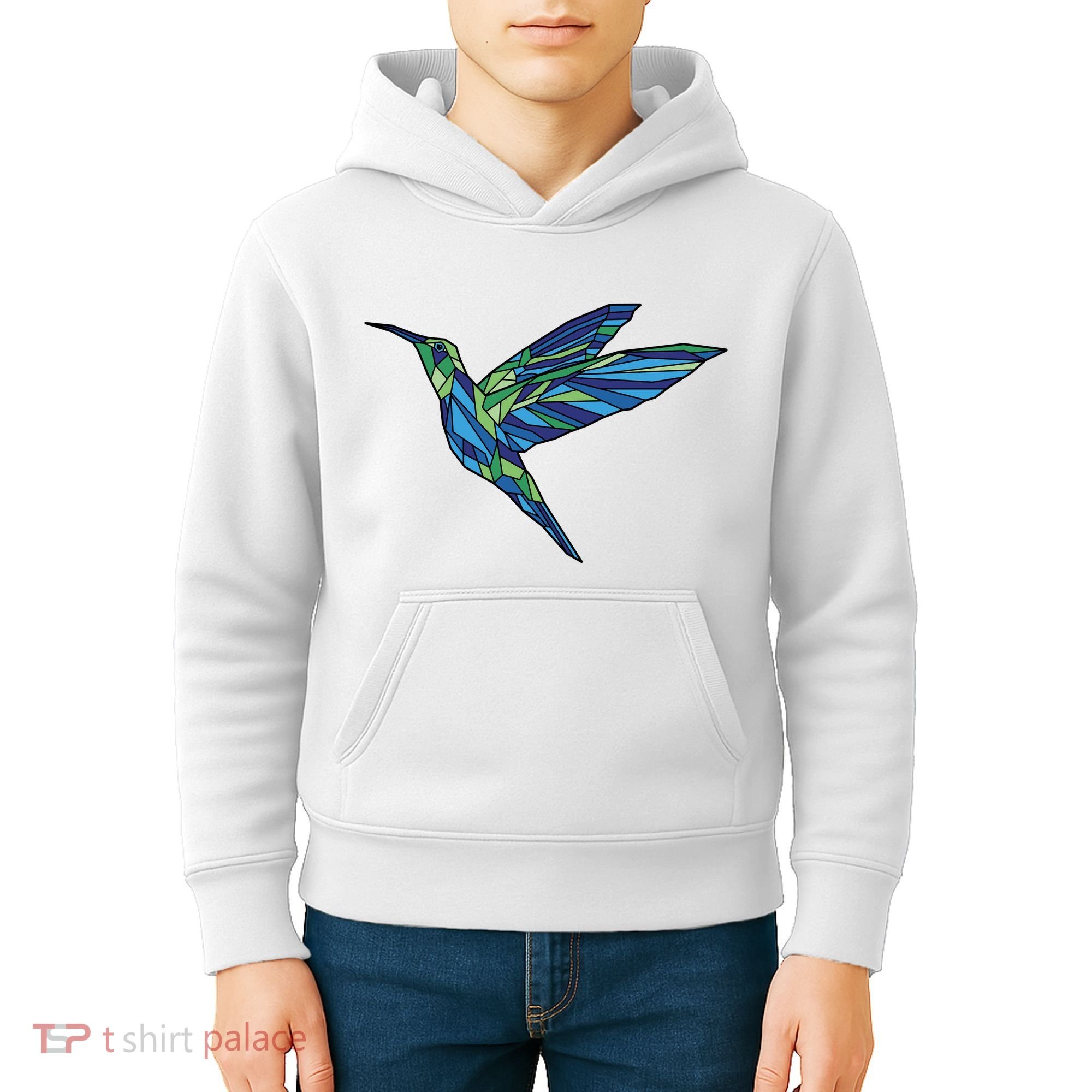 Polygonal Hummingbird Nature Kids Hoodie