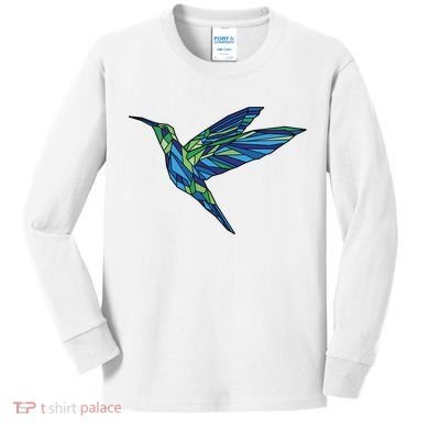 Polygonal Hummingbird Nature Kids Long Sleeve Shirt