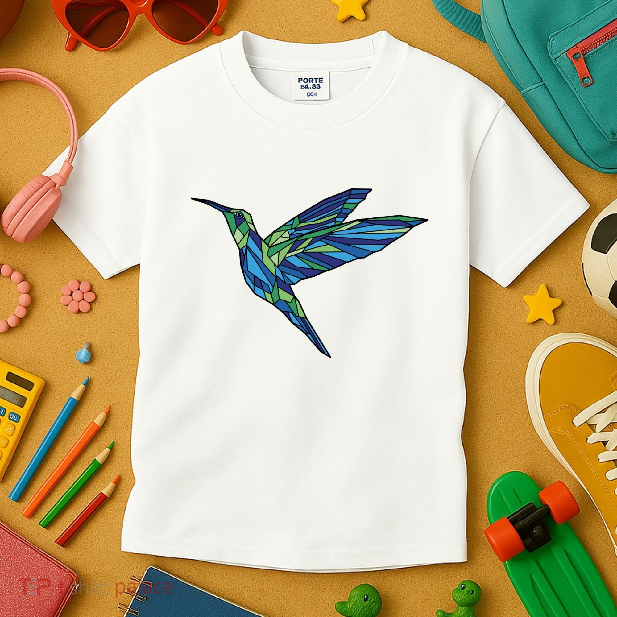Polygonal Hummingbird Nature Kids T-Shirt