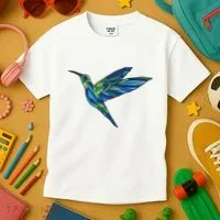 Polygonal Hummingbird Nature Kids T-Shirt thumb 3