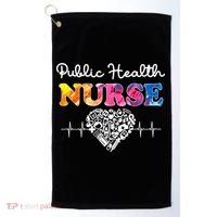 Public Health Nurse Watercol Love Heart Stethoscope Rn Nurse Gift Golf Towel thumb 0