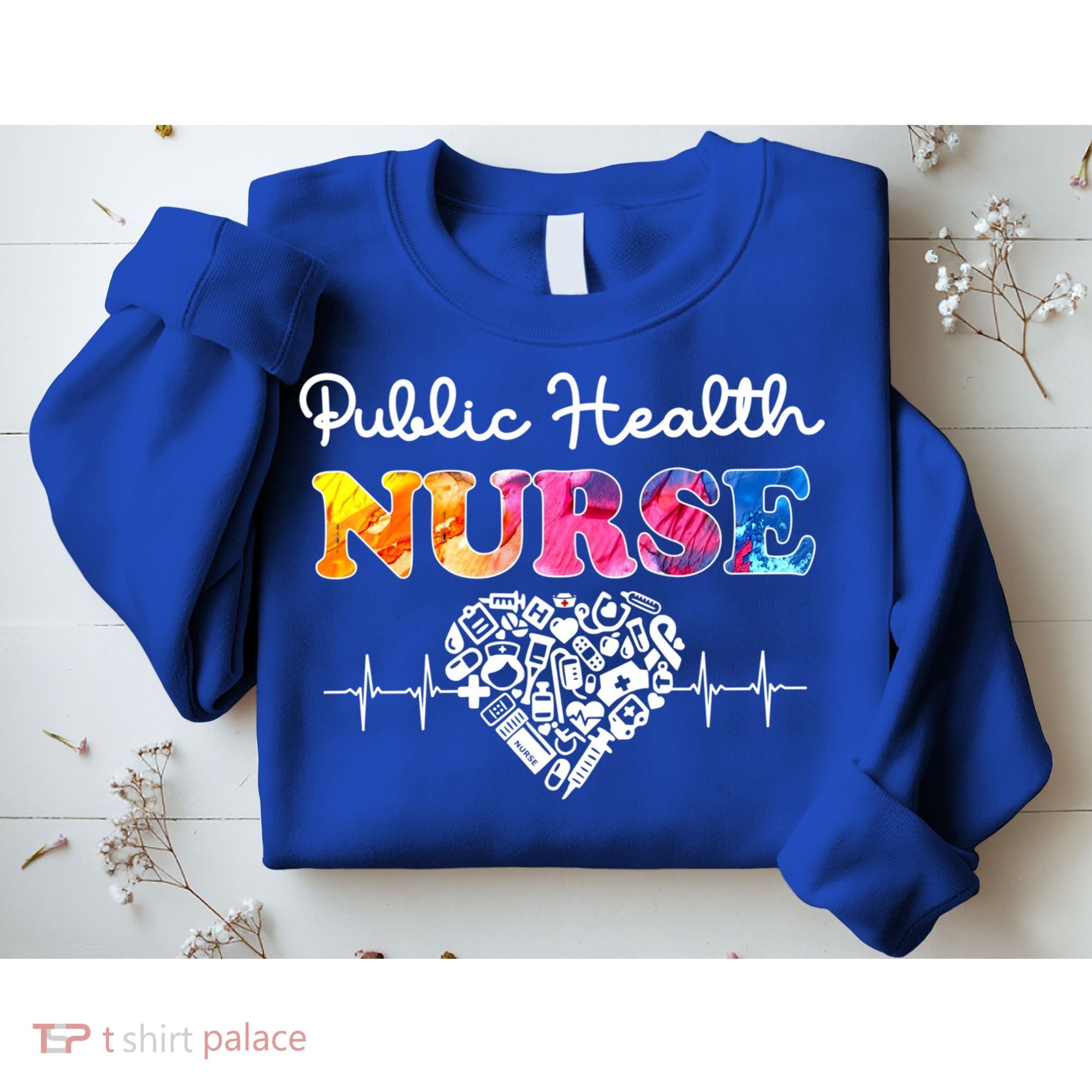 Public Health Nurse Watercol Love Heart Stethoscope Rn Nurse Gift Sweatshirt